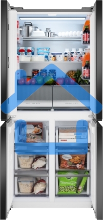 Холодильник Weissgauff WCD 450 Bru Steel Glass NoFrost Inverter матовая сталь трехкамерный 287/163л морозилка снизу, No Frost, Side by Side