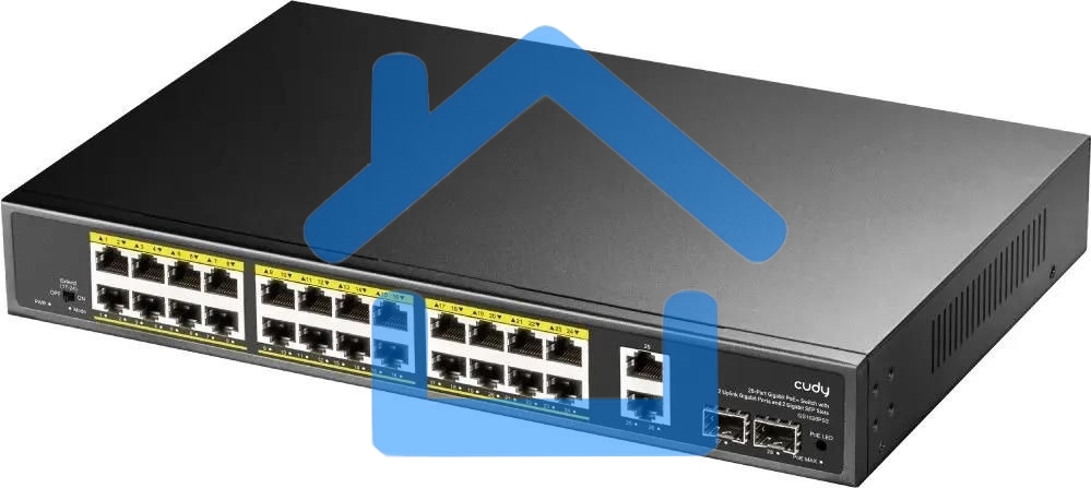 Коммутатор Cudy GS1026PS2, (L2) 26x1Gbит/с 2xКомбо(1000BASE-T/SFP), 2SFP, 24PoE, 300W, неуправляемый