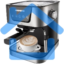 Кофеварка рожковая Redmond RCM-M1513 серебристый/черный, исп. кофе - молотый, 1.5 л, 1050 Вт, 15 бар