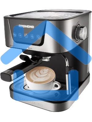 Кофеварка рожковая Redmond RCM-M1513 серебристый/черный, исп. кофе - молотый, 1.5 л, 1050 Вт, 15 бар