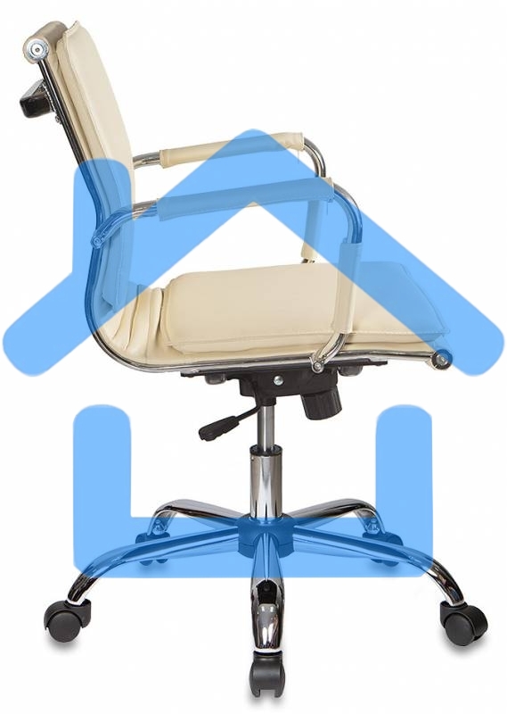 Кресло руководителя Бюрократ CH-993-Low/Ivory слоновая кость, низкая спинка, искусственная кожа, крестовина хромированная