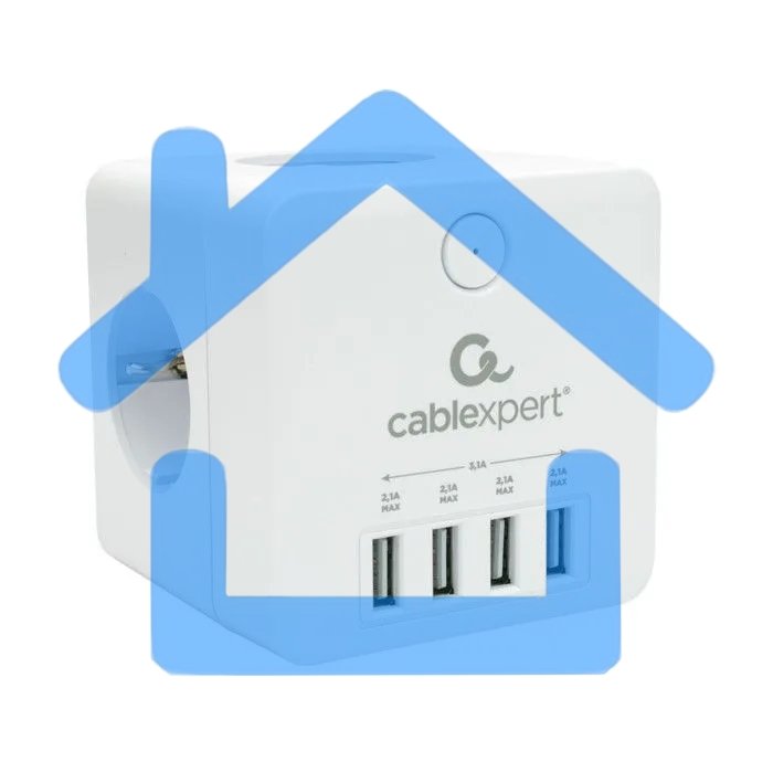 Сетевой фильтр Cablexpert Cube CUBE-4-U4-W, 4 р, 16А, 4хUSB, ур.защиты 2+, белый, коробка