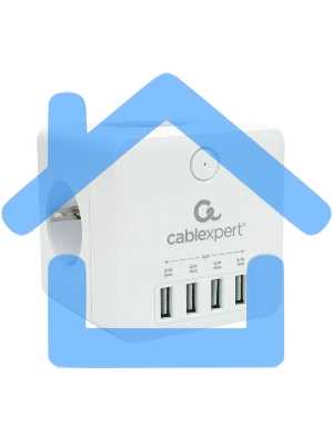 Сетевой фильтр Cablexpert Cube CUBE-4-U4-W, 4 р, 16А, 4хUSB, ур.защиты 2+, белый, коробка