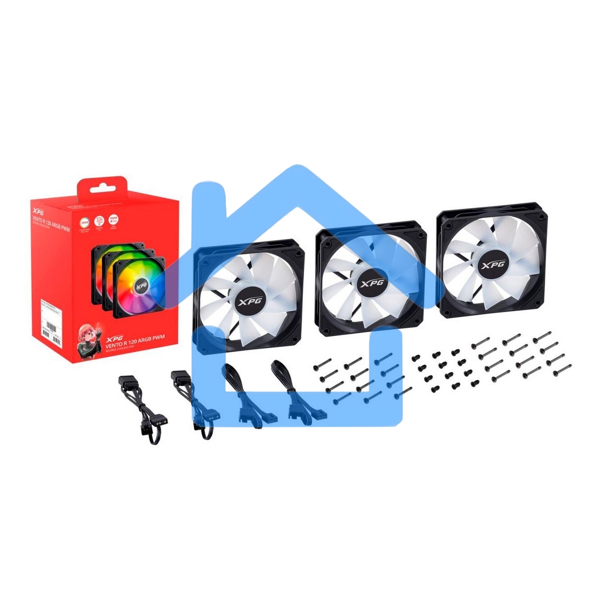 Вентилятор для корпуса ADATA XPG VENTO R 120 ARGB PWM черный, 120 мм, 1600 об/мин, 32 дБ, 4 pin