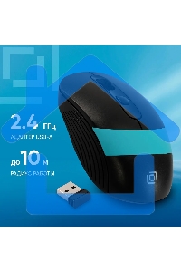 Мышь беспроводная Oklick 310MW черный/синий, 3200 dpi, радиоканал, USB, кнопки - 4