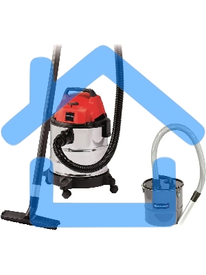 Строительный пылесос Einhell TC-VC 1820 S Kit серебристый/красный, 1250 Вт, уборка сухая/влажная, пылесборник мешок, 20 л