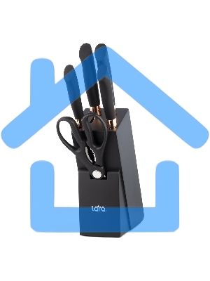 Набор ножей LARA LR05-55 6 предметов: Подставка (сосна) +4 ножа (Soft touch, мед. больстер) +ножницы