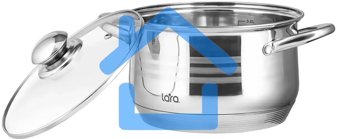 Кастрюля LARA LR02-582 SONATA 20x12,5 см, 3.9 л, нержавеющая сталь, с крышкой