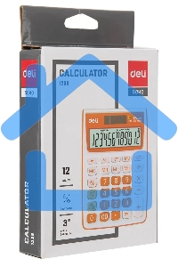 Калькулятор настольный Deli E1238/OR оранжевый 12-разр.