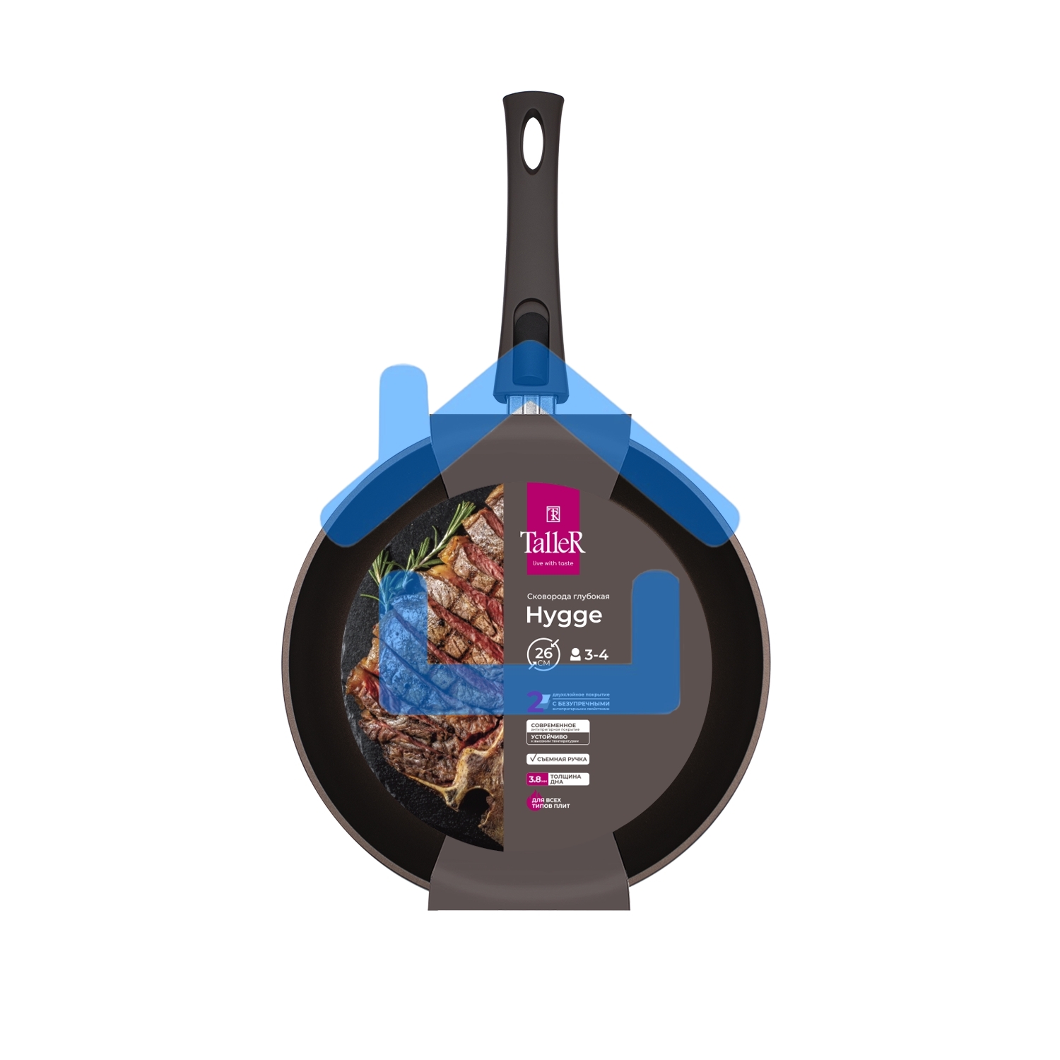 Сковорода глубокая TALLER TR-44109 Хюгге 26 см со съемной ручкой