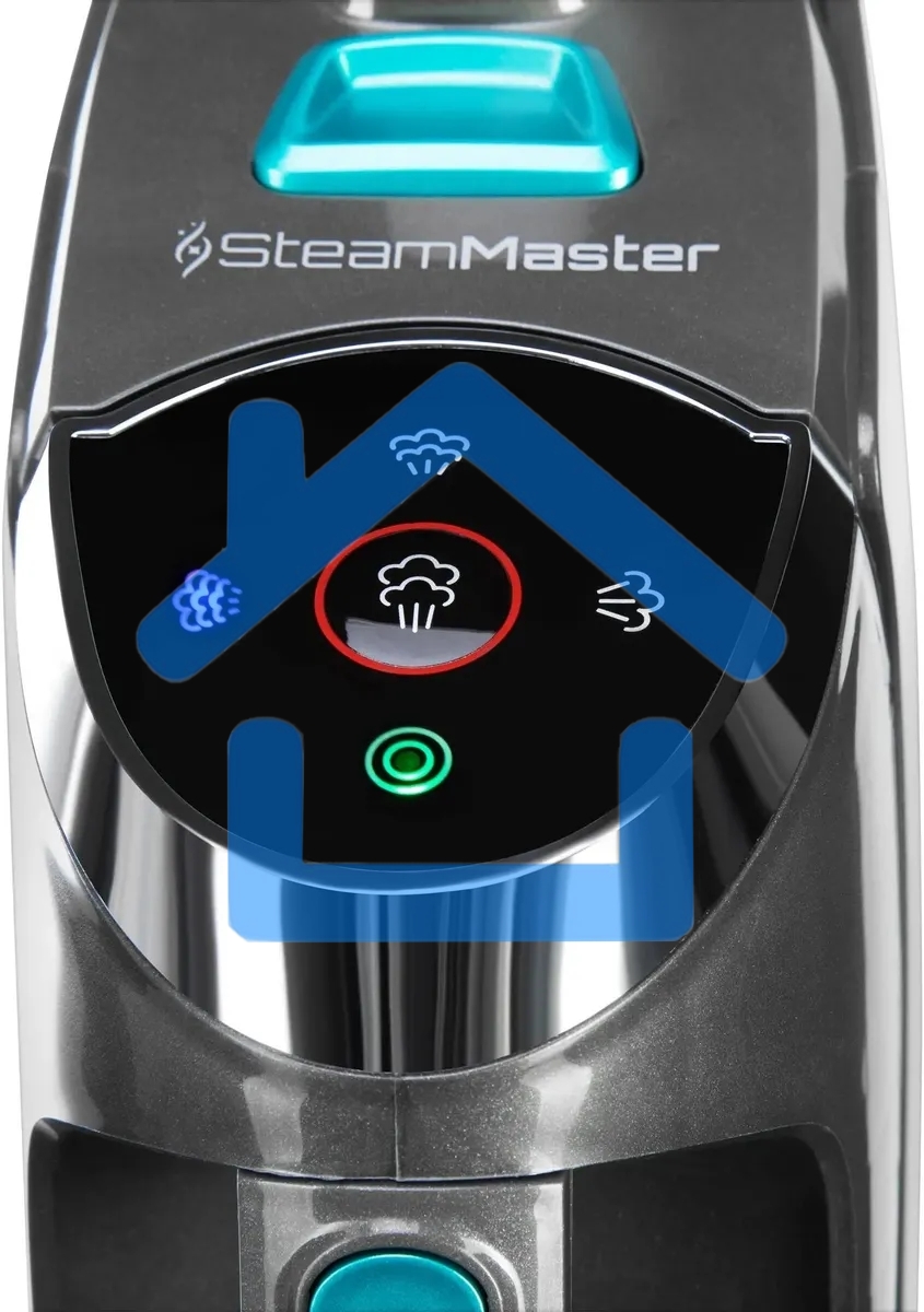 Пылесос паровой вертикальный Starwind SSV9550 темно-серый/голубой (черный/синий), питание от сети, 120 Вт, уборка влажная/паром/сухая, пылесборник 0.5 л
