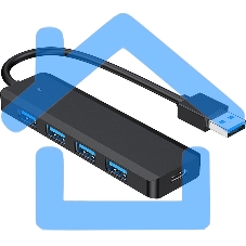 Концентратор USB 3.0 Gembird UHB-C414, 4 порта, кабель 19см, с доп питанием (Type-C)