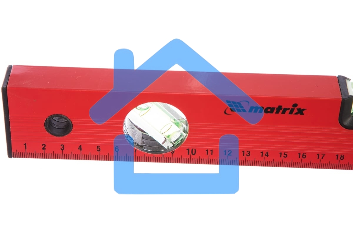 Уровень MATRIX алюминиевый, 400 мм, 3 глазка, красный, линейка 33220