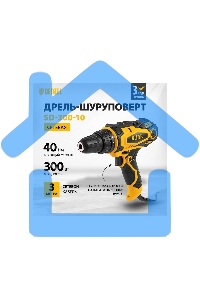 Дрель-шуруповерт Denzel SD-300-10, Сетевая, 300Вт