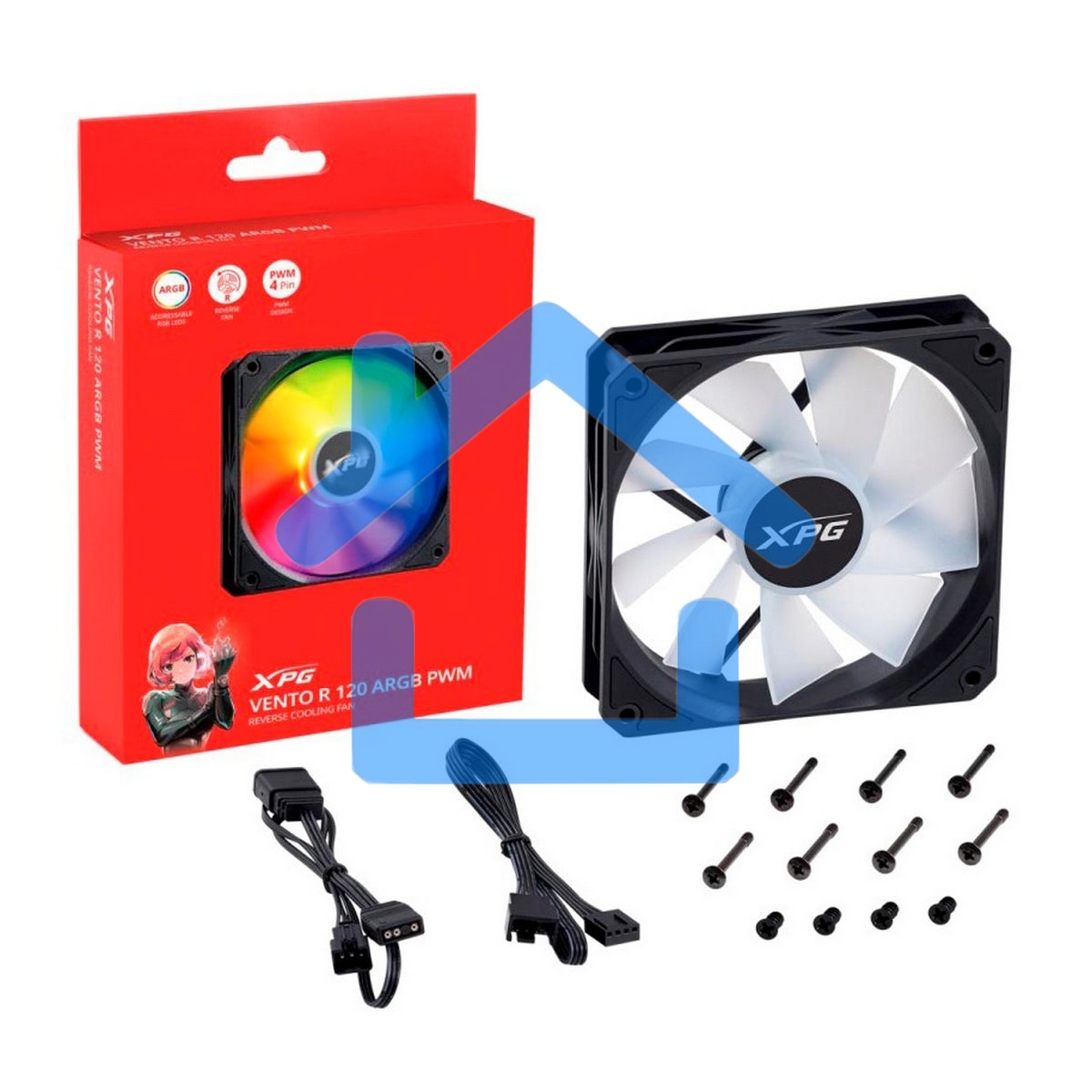 Вентилятор для корпуса ADATA XPG VENTO R 120 ARGB PWM черный, 120 мм, 1600 об/мин, 32 дБ, 4 pin