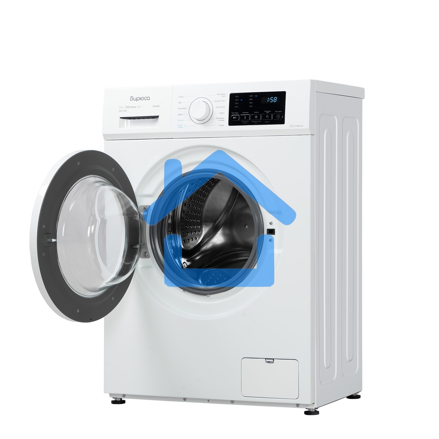 Стиральная машина Бирюса WM-SM712/08 белый, загрузка фронтальная 7 кг, 1200 об/мин, класс А+++