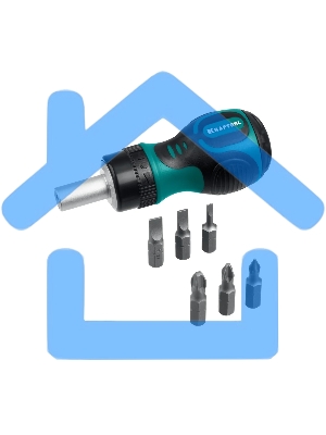 Набор KRAFTOOL 26190-H7 отвертка реверсивная с битами SL3/5/6мм PH1/2/3 7шт