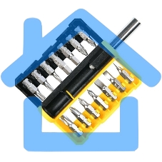 Набор бит 14 шт c держателем Deli DL251201 (SL4,SL5,SL6,PH0,PH1,PH2,PH3,T15,T20,T25,H5,H6,PZ1,PZ2), сталь S2, пласт.держатель