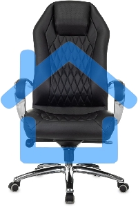 Кресло руководителя Бюрократ _Aura/Black черный, кожа, крестовина полированный алюминий