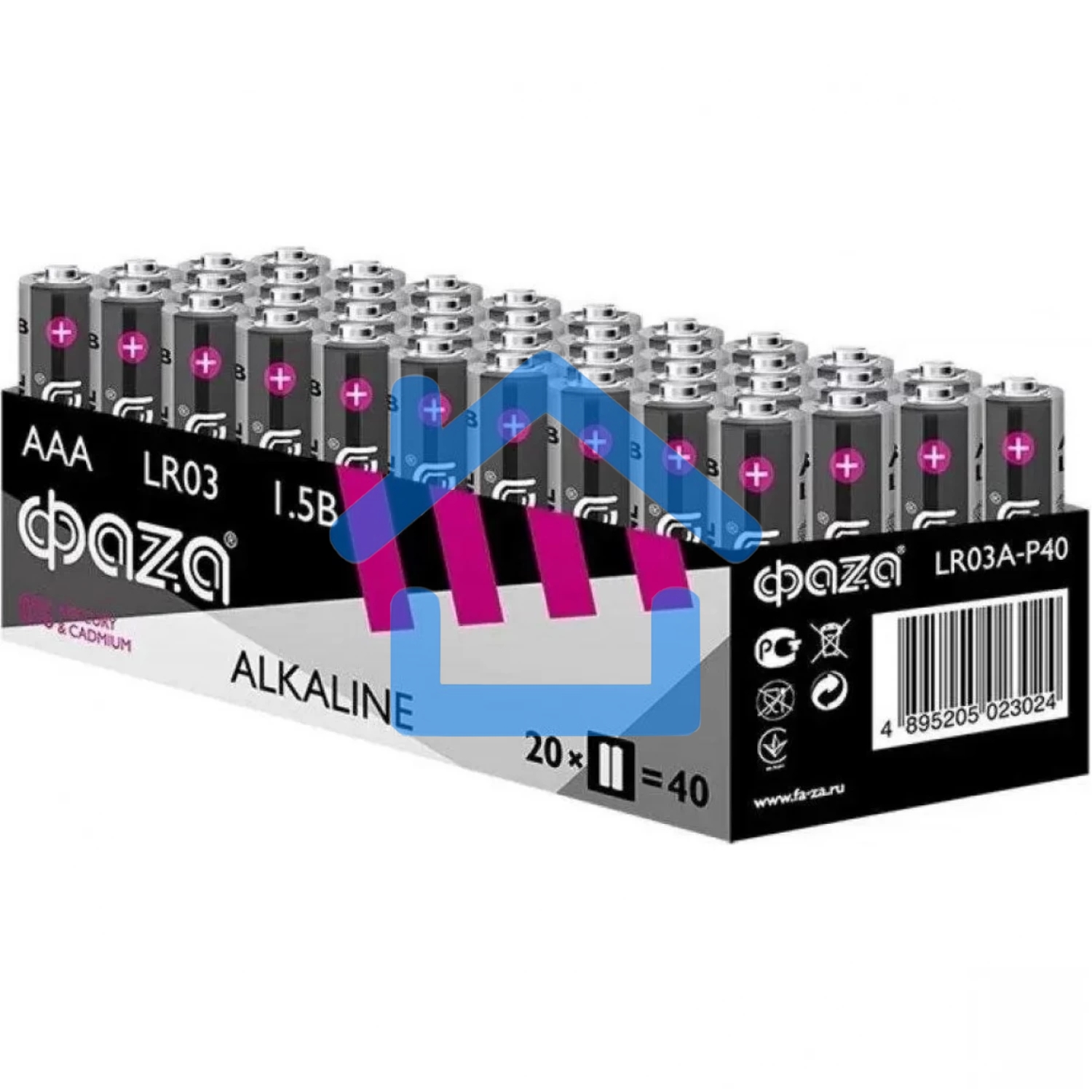 Элемент питания LR03 (AAA) алкалиновая уп. 40 шт. ФАZА Alkaline Pack-40