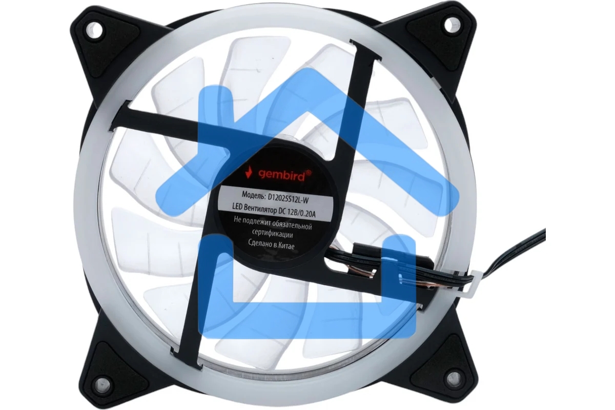 Вентилятор для корпуса Gembird D12025S12L-W черный, 120 мм, 1200 об/мин, 20.5 дБ, 3 pin