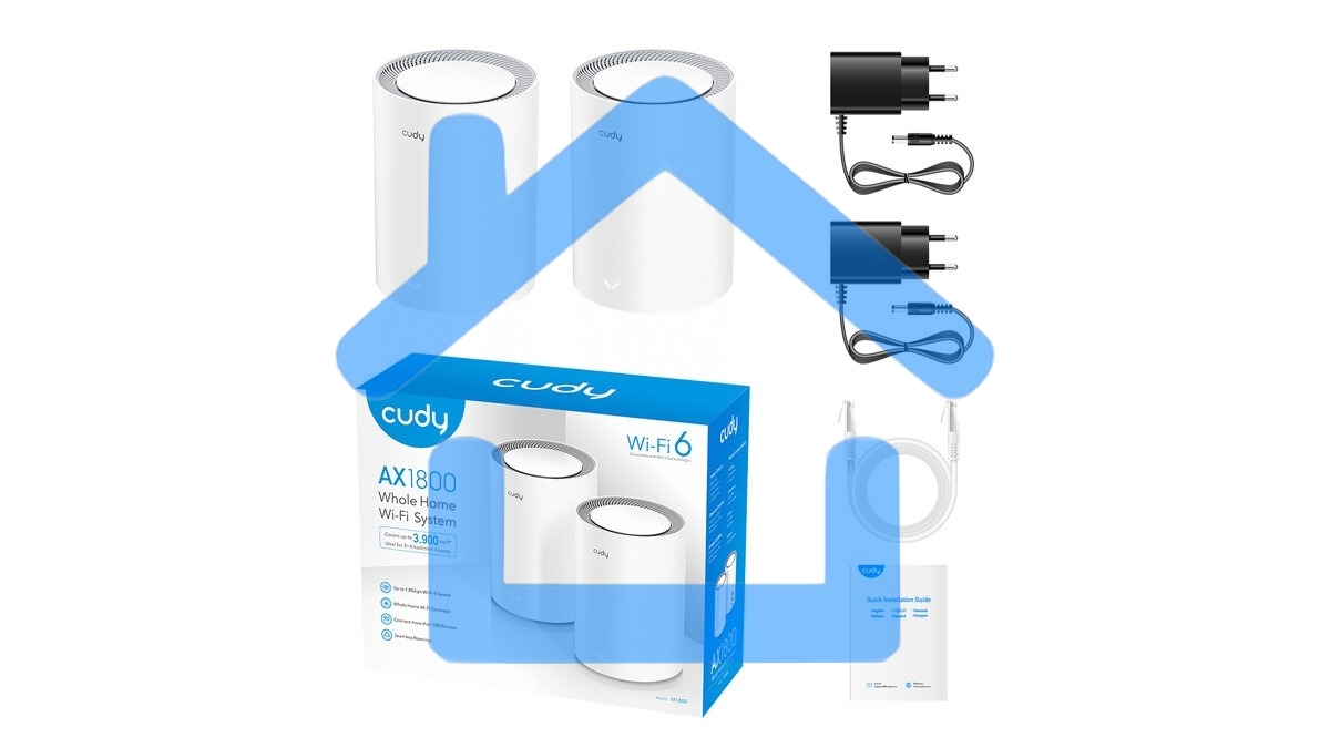 Бесшовный Mesh роутер Cudy M3000(2-PACK) AX3000 10/100/1000/2500BASE-T, белый (упак.:2шт)