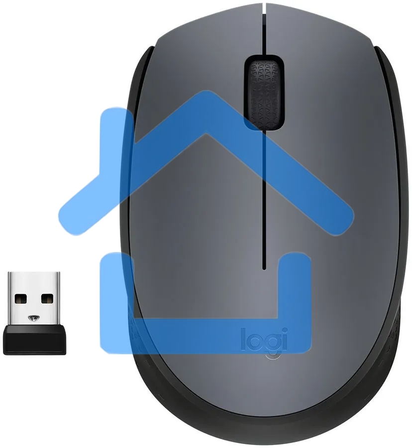 Мышь беспроводная Logitech M170 черный/темно-серый, 1000 dpi, радиоканал, USB, кнопки - 3