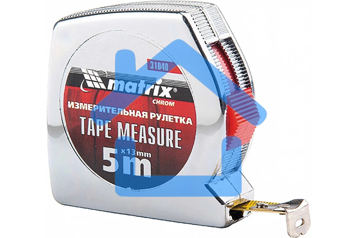 Рулетка MATRIX Chrom, 5 м x 13 мм, хромированный корпус 31040