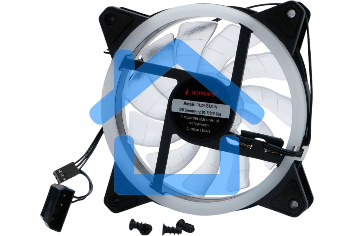 Вентилятор для корпуса Gembird D12025S12L-W черный, 120 мм, 1200 об/мин, 20.5 дБ, 3 pin
