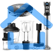 Блендер CENTEK CT-1367 (сталь) 1500Вт, 8в1, блендер/венчик/чоппер/кофе, ДИСПЛЕЙ 650мл стакан 800мл