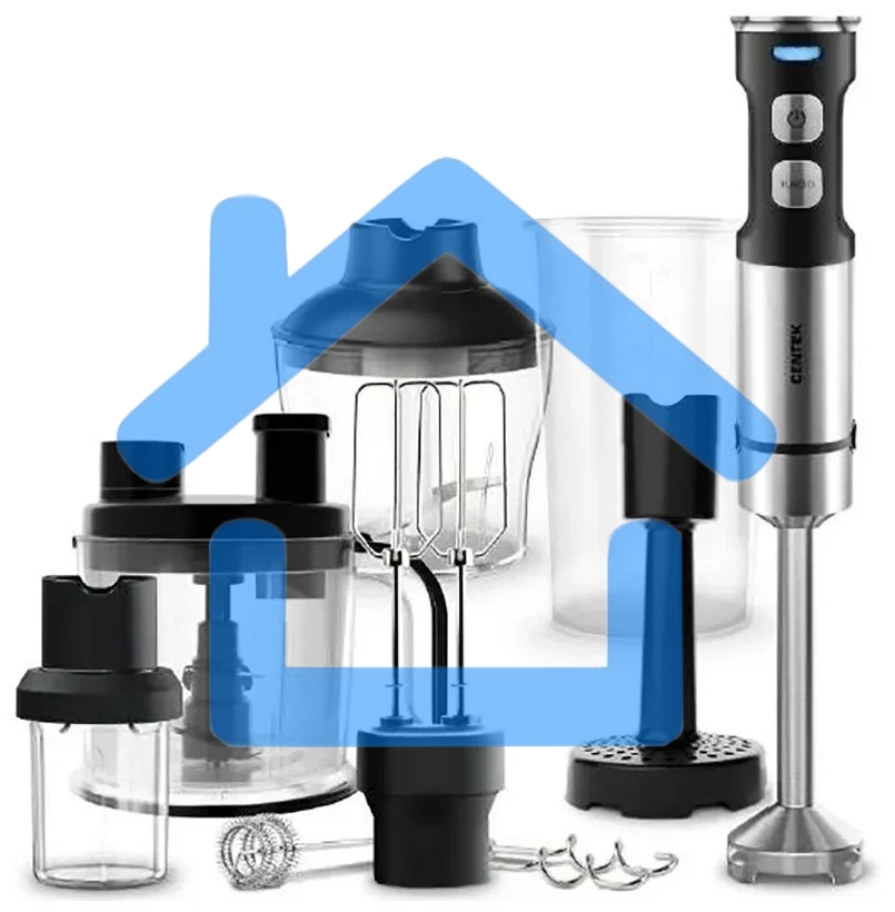 Блендер CENTEK CT-1367 (сталь) 1500Вт, 8в1, блендер/венчик/чоппер/кофе, ДИСПЛЕЙ 650мл стакан 800мл