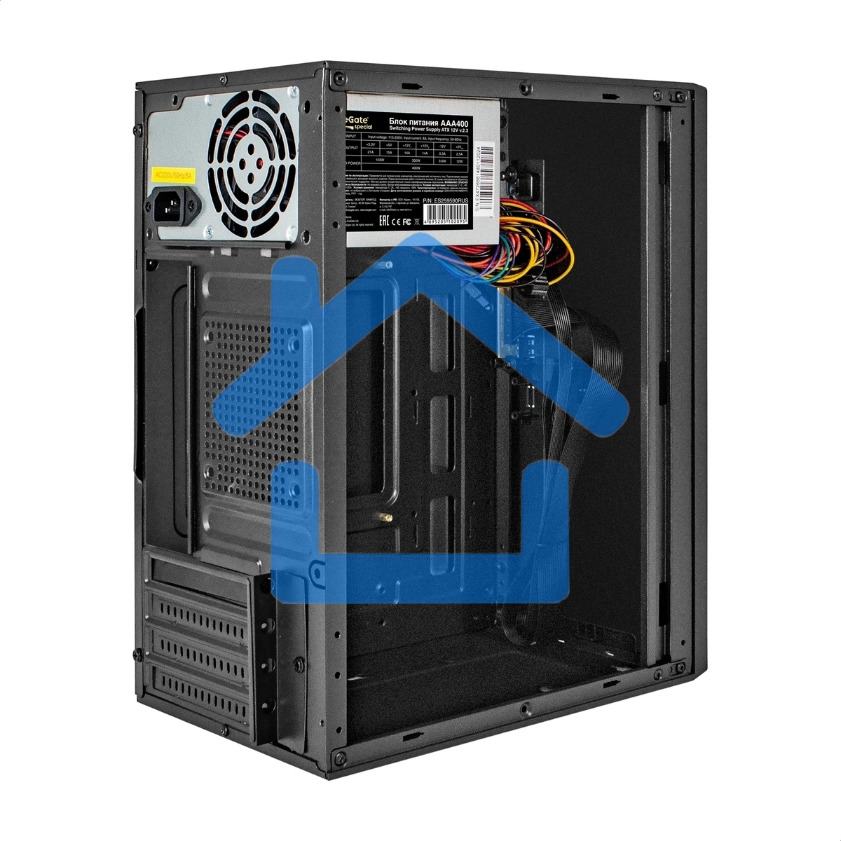 Компьютерный корпус Minitower ExeGate BAA-303U-AAA350 (mATX, БП AAA350 с вент. 8см, 2*USB+1*USB 3.0, HD Audio, черный)