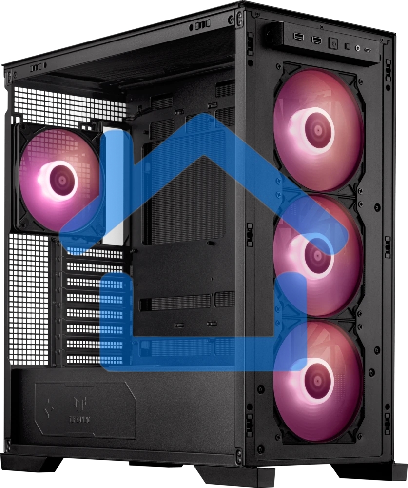 Компьютерный корпус ASUS TUF GAMING GT302 TG ARGB черный (90DC00I0-B19000) GT302/ARGB FANS/BLK