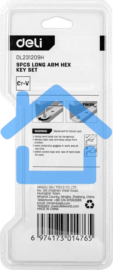 Набор шестигранных ключей Deli DL231209H Материал: CR-V. Спецификация: 1,5,2,2,5,3,4,5,6,8,10мм.