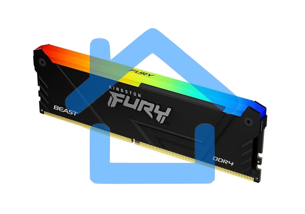 Оперативная память Kingston Fury Beast, DDR4, 16Gb (1x16Gb), 3200MHz, CL16, DIMM, радиатор, RGB, черный