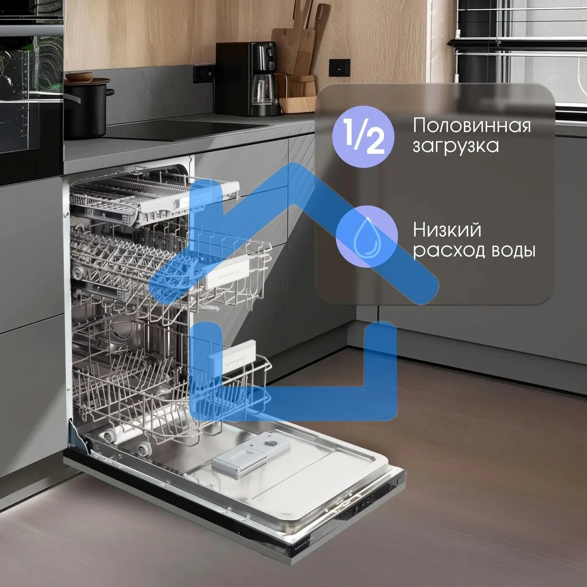 Встраиваемая посудомоечная машина Zigmund & Shtain DW 308.4, черный, 44.8 см, 11 компл., 49 дБ, класс A++