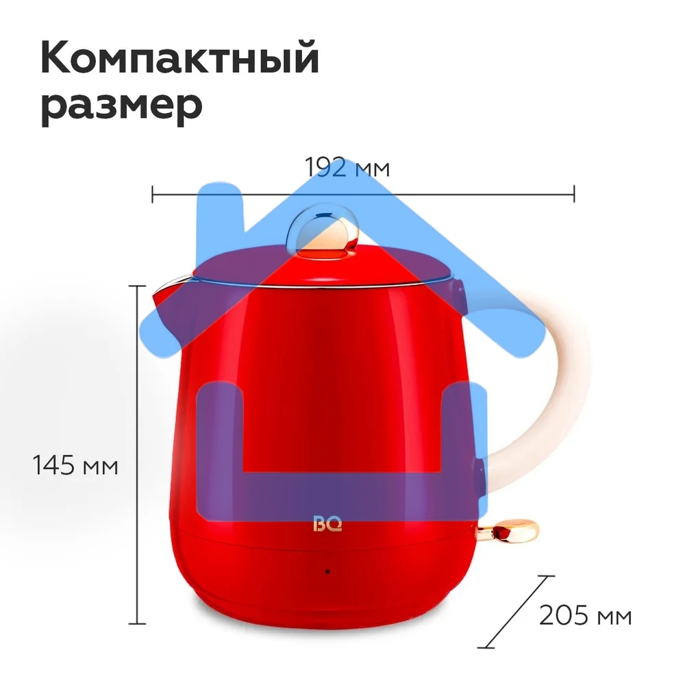 Чайник BQ KT1717P Red. Мощность:1000 Вт, Объем 0,6л