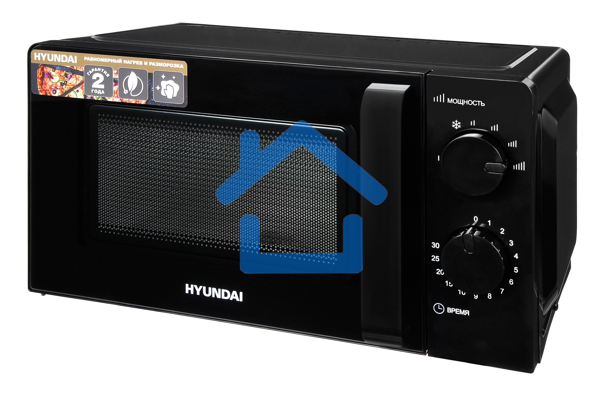 Микроволновая печь Hyundai HYM-M2039 черный, 20 л, 700 Вт, переключатели - поворотный механизм
