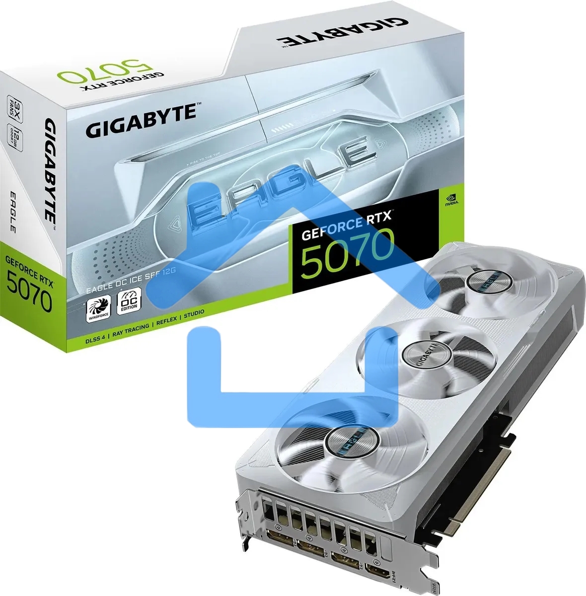Видеокарта Gigabyte PCI-E GV-N5070EAGLEOC ICE-12GD 1.0 NVIDIA GeForce RTX 5070 12Gb 192bit GDDR7 2805/28000 HDMIx1 DPx3 HDCP Ret