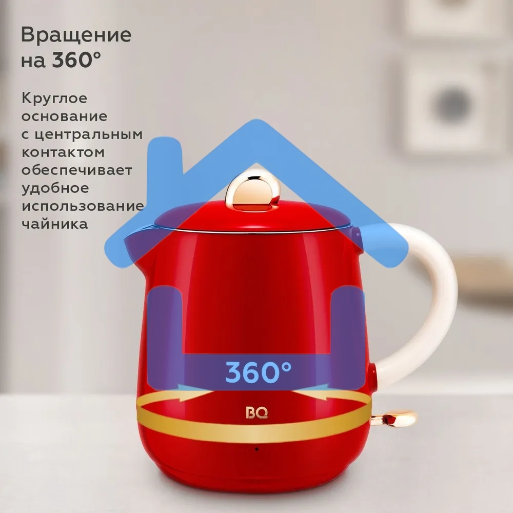 Чайник BQ KT1717P Red. Мощность:1000 Вт, Объем 0,6л