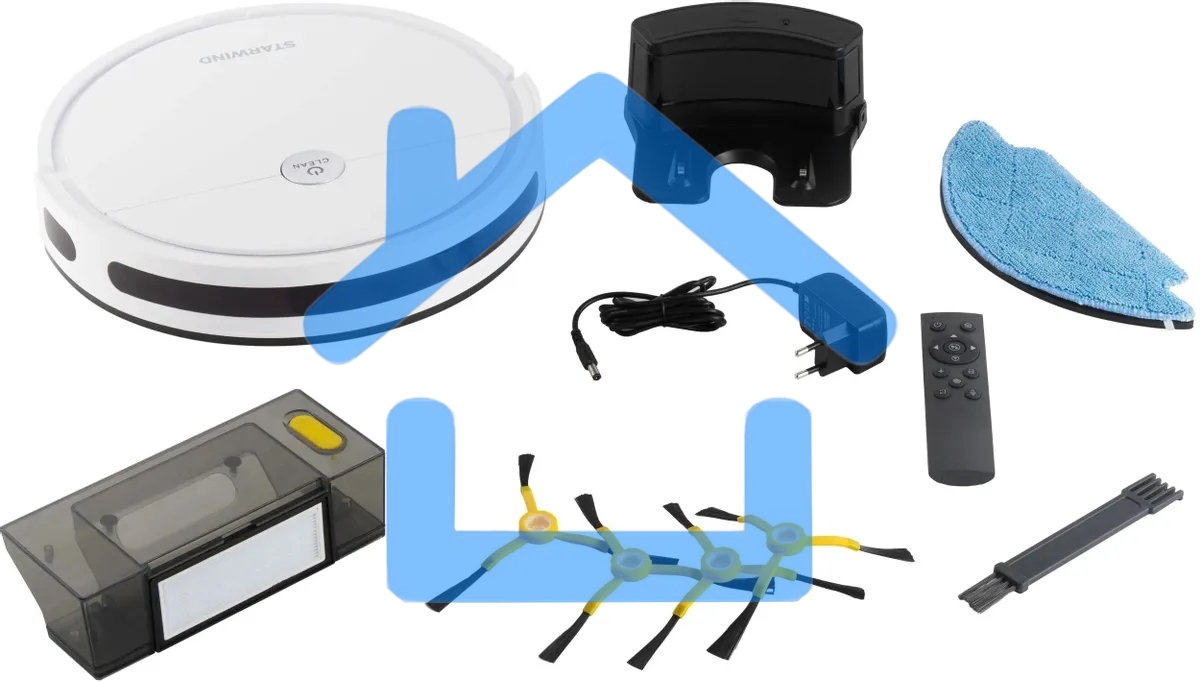 Робот-пылесос Starwind SRV4575 белый, 15 Вт, 2000 мА·ч Li-Ion, уборка влажная/сухая, пылесборник контейнер 0.3 л