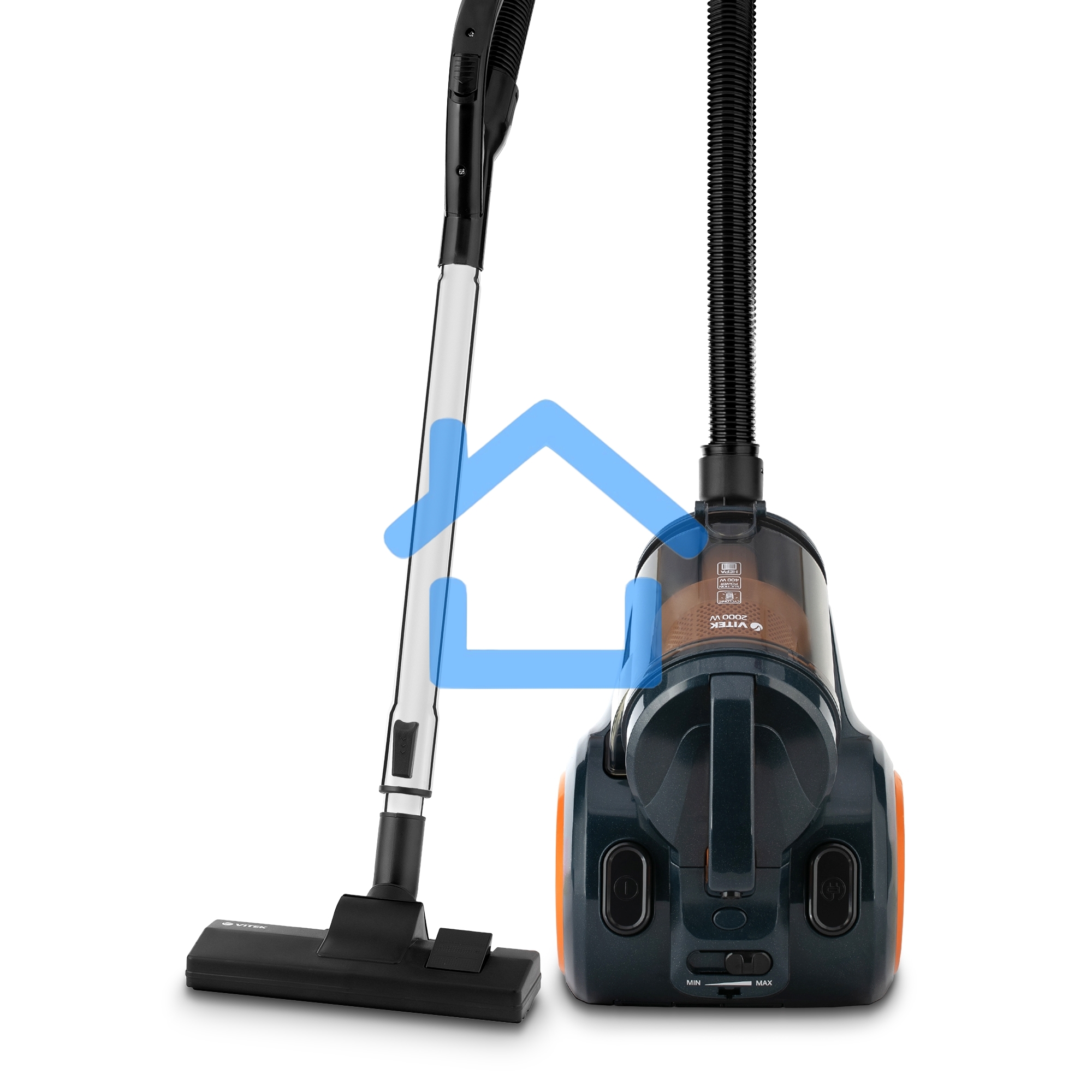 Пылесос Vitek VT-1894 оранжевый, питание от сети, 400 Вт, уборка сухая, пылесборник 2.5 л