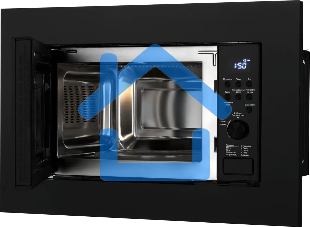 Микроволновая печь встраиваемая Weissgauff HMT-620 B Grill черный, 20 л, 700 Вт, переключатели - кнопки/поворотный механизм