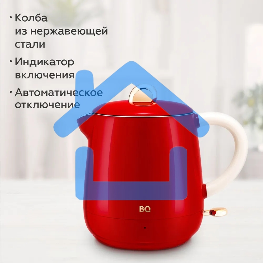 Чайник BQ KT1717P Red. Мощность:1000 Вт, Объем 0,6л