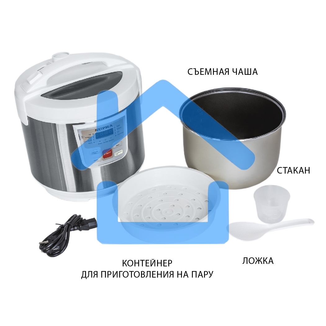 Мультиварка SUPRA MCS-4114 серебристый/белый, 5 л, 900 Вт, управление - кнопки, программ - 11
