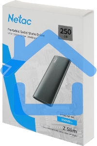 Внешний SSD Netac Z SLIM, 250 GB, USB 3.2 Gen 2 Type-C, R/W 550/480, черный