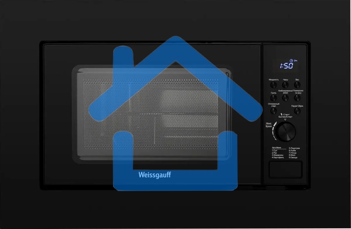 Микроволновая печь встраиваемая Weissgauff HMT-620 B Grill черный, 20 л, 700 Вт, переключатели - кнопки/поворотный механизм