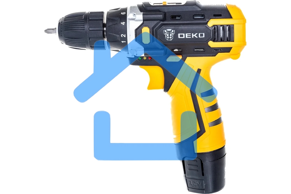 Дрель-шуруповерт Deko DKCD12FU-Li, Аккумуляторная, 20В, 2 АКБ, Кейс