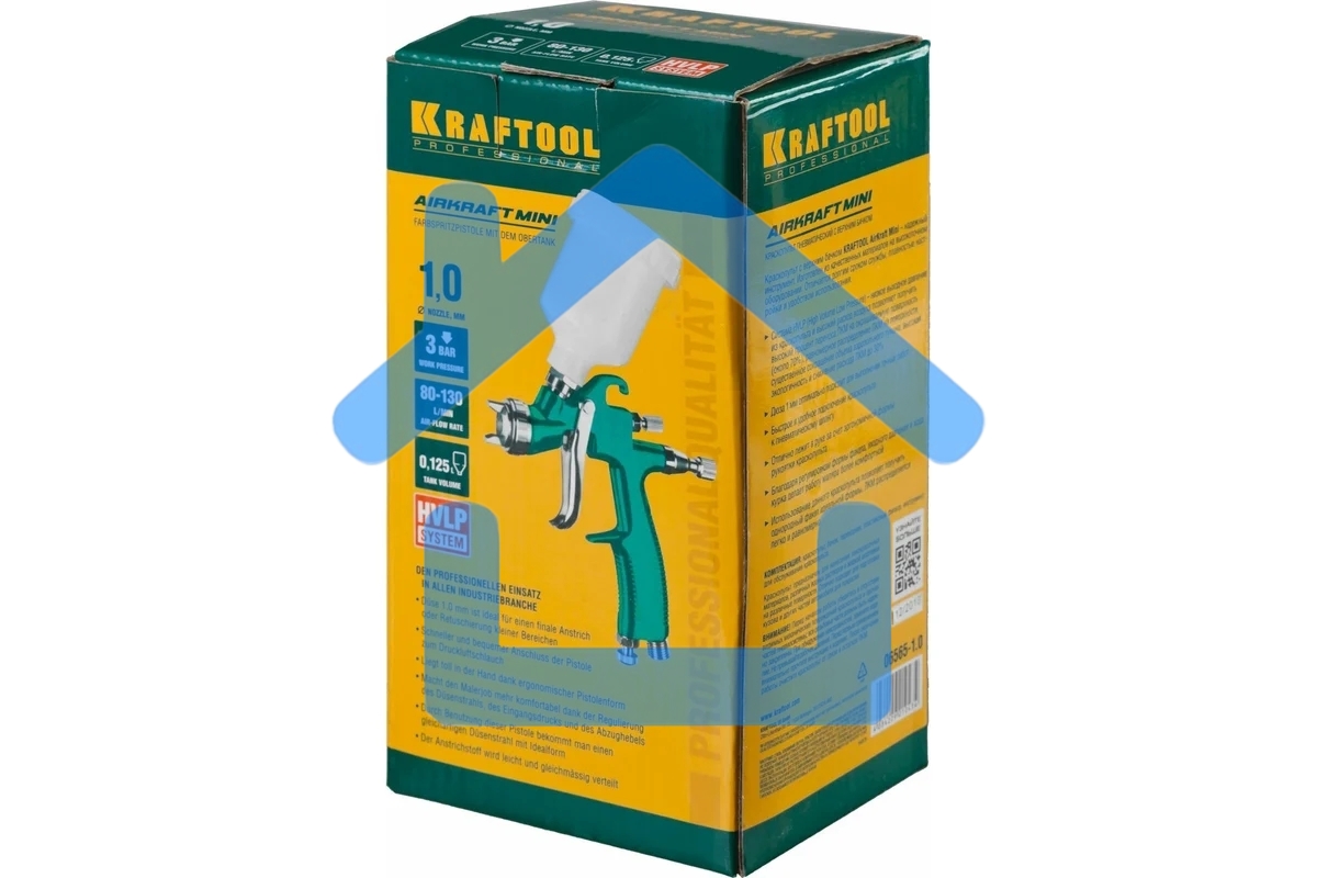 Краскопульт пневматический KRAFTOOL AirKraft Mini 06565-1.0 HVLP, сопло: 1 мм, макс. 130 л/мин