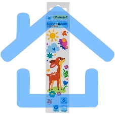 Карандаши цветные Silwerhof Веселые друзья 2.65мм, шестигранный профиль, дерево, ассорти, 6 цветов, коробка с европодвесом